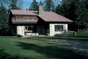 Neha and Chris live comfortably in the Nearings’s handbuilt stone house.
